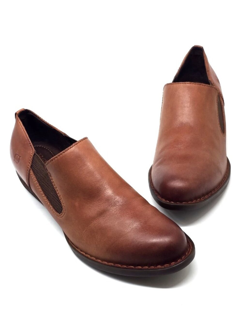 Born Kade Brown Leather Slip-on Shootie Boots Women's Size 10M - Picture 2 of 12